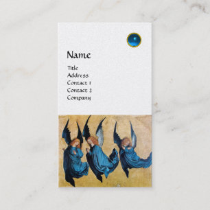 THREE ANGELS MONOGRAM, Blue Sapphire White Pearl Business Card