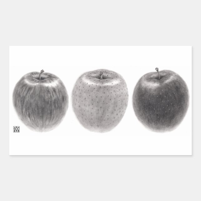 Three Apples Side Rectangular Sticker (Front)