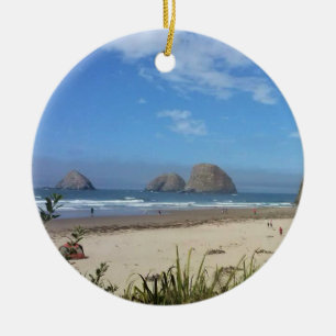 Three Arch Rocks, Oceanside, OR Ceramic Tree Decoration