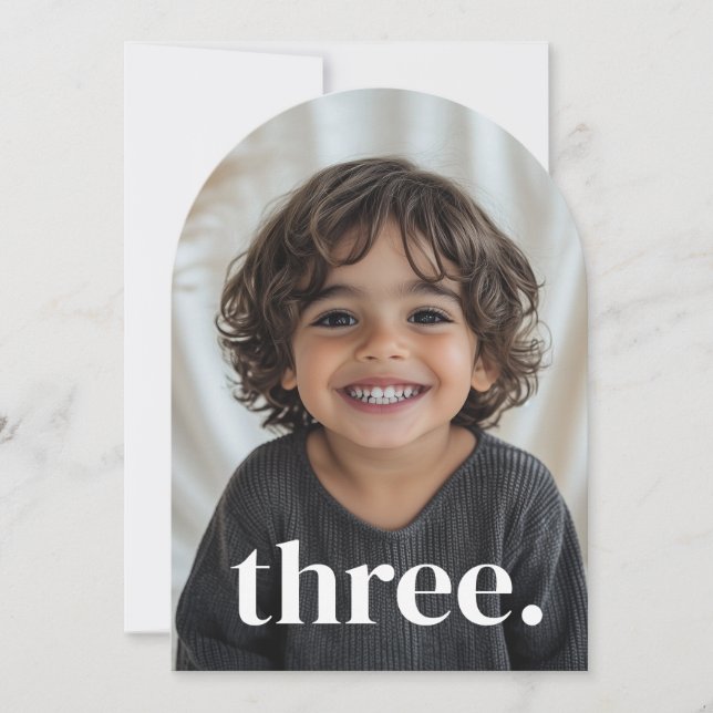 Three Arched Photo 3rd Birthday Boy Invitation (Front)