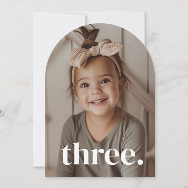 Three Arched Photo 3rd Birthday Girl Invitation (Front)