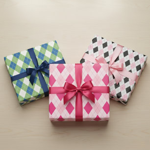 Three Argyle Wrapping Paper Sheets