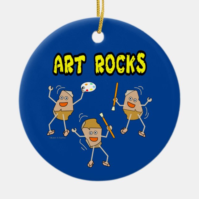 Three Art Rocks Ceramic Ornament (Front)