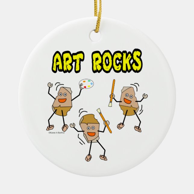 Three Art Rocks Ceramic Tree Decoration (Front)