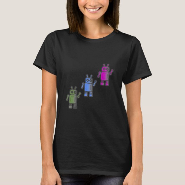 Three Awesome Retro Robots T-Shirt (Front)