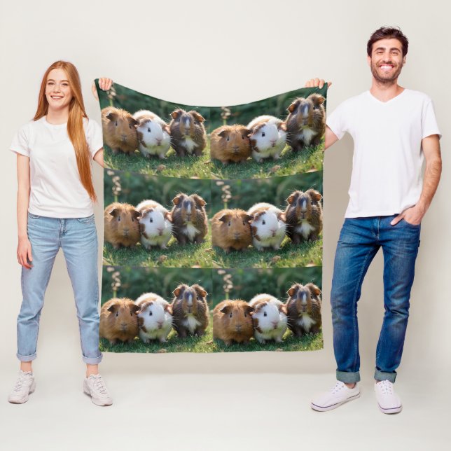 Three Baby Guinea Pigs, Fleece Blanket (In Situ)