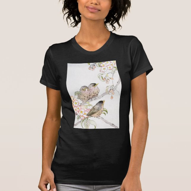 Three Baby Robins in a Cherry Tree T-Shirt (Front)