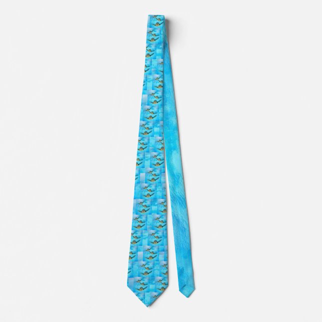 Three Baby Sea Turtles Swimming Tie (Front)