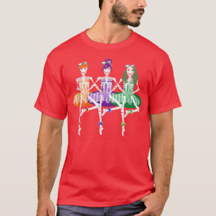 Three Ballet Skeleton Dancer Funny Halloween Costu T-Shirt