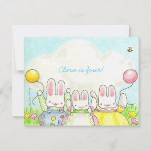 Three balloon bunny invitation