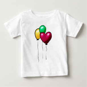 Three Balloons Red Yellow Green Heart Baby T-Shirt