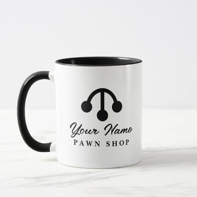 Three balls pawn shop logo coffee mug design (Left)