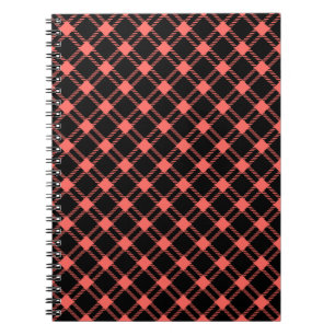 Three Bands Large Diamond - Pastel Red on Black Spiral Notebook