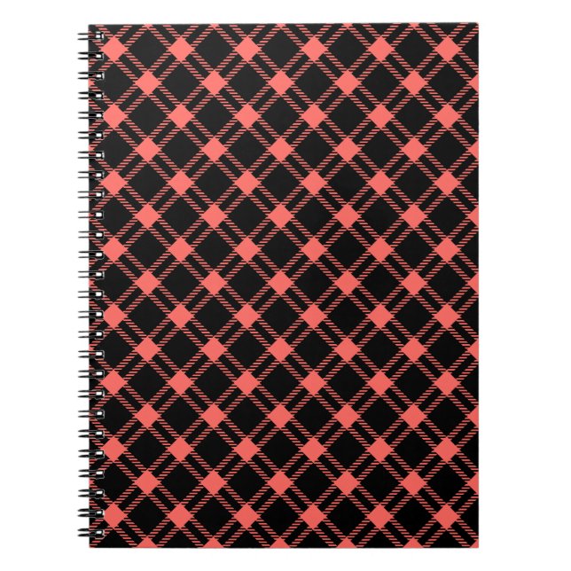 Three Bands Large Diamond - Pastel Red on Black Spiral Notebook (Front)