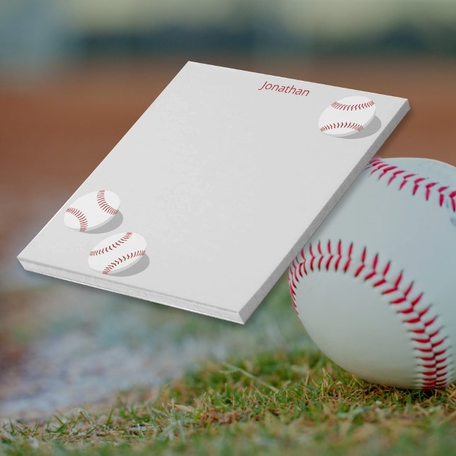 three baseballs boys girls personalized sports notepad (Creator Uploaded)