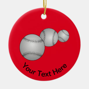 Three Baseballs Ceramic Tree Decoration