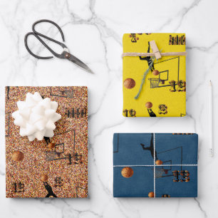Three Basketball Images, Gift Wrap Sheets,