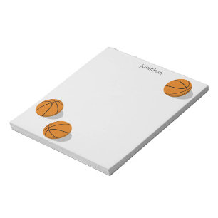 three basketballs boys girls personalized sports notepad