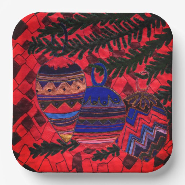 Three baubles paper plate (Front)