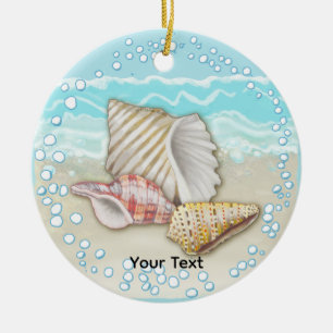 Three Beach Seashells Ceramic Tree Decoration