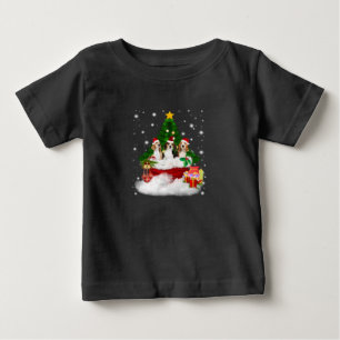 Three Beagles Santa Claus With Christmas Tree Baby T-Shirt
