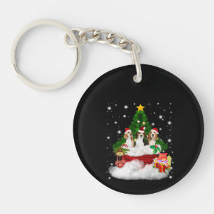 Three Beagles Santa Claus With Christmas Tree Key Ring