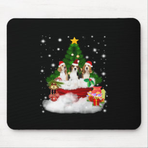 Three Beagles Santa Claus With Christmas Tree Mouse Pad