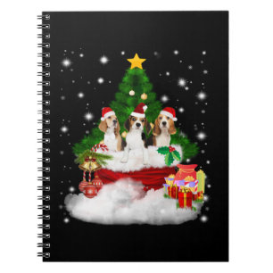 Three Beagles Santa Claus With Christmas Tree Notebook