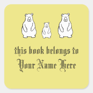 Three Bears Add Your Own Name Bookplate Stickers
