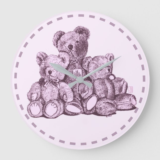 Three Bears Round Acrylic Wall Clock (Front)