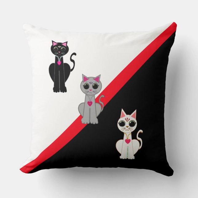 Three Beautiful Cats Cushion (Front)
