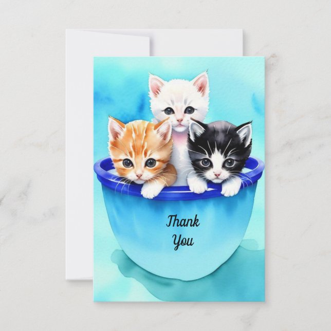 Three Beautiful Kittens Thank You Card (Front)
