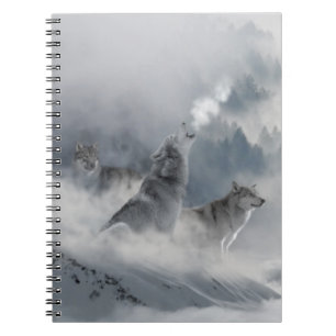 Three Beautiful Wolves in the Winter Snow Notebook