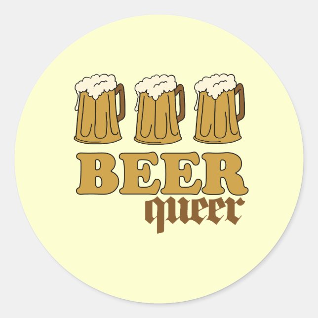 Three Beer Queer Classic Round Sticker (Front)