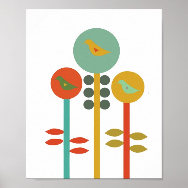 Three birds, reto style, poster (Front)