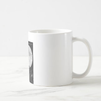 Three black cats and the moon. coffee mug