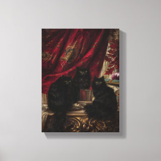Three Black Cats Canvas Print