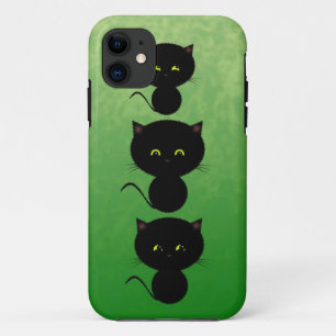Three Black Cats on Green Case-Mate iPhone Case