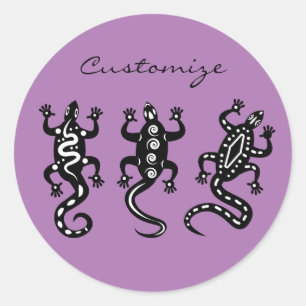 Three Black Lizards Thunder_Cove Southwest Style Classic Round Sticker