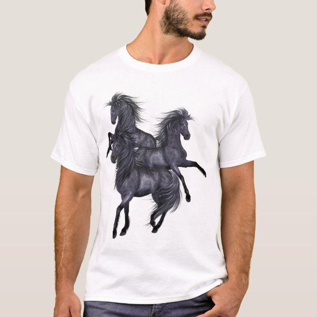 Three Black Wild Stallions Shirt (Front)