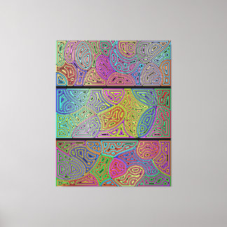 three blocks of multicolored abstract shapes canvas print