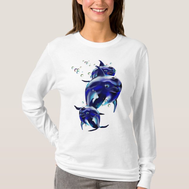Three Blue DolphinsT-Shirt T-Shirt (Front)