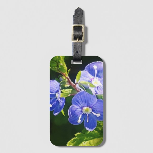 Three Blue Flowers  Luggage Tag (Front Vertical)