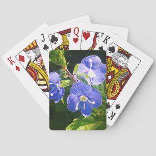Three Blue Flowers Playing Cards