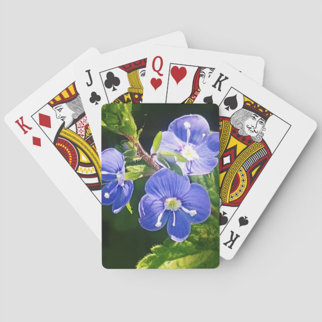 Three Blue Flowers  Playing Cards (Back)
