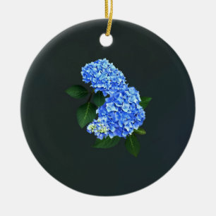 Three Blue Hydrangea Ceramic Tree Decoration