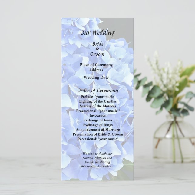 Three Blue Hydrangea Programme (Standing Front)