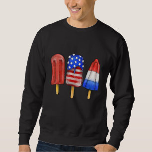 Three Blue Red White Ice Cream American Flag 4th O Sweatshirt
