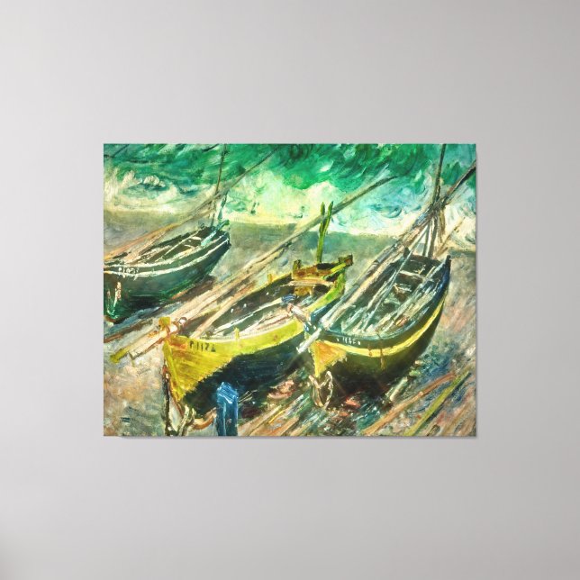 Three boat. Claude Monet.    Stretched  Print (Front)