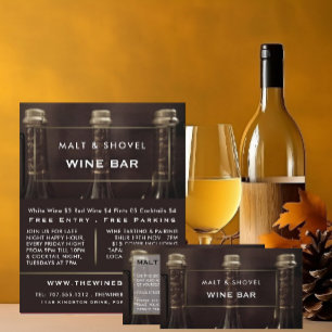 Three Bottle Display, Wine Bar/Winery Advertising Flyer